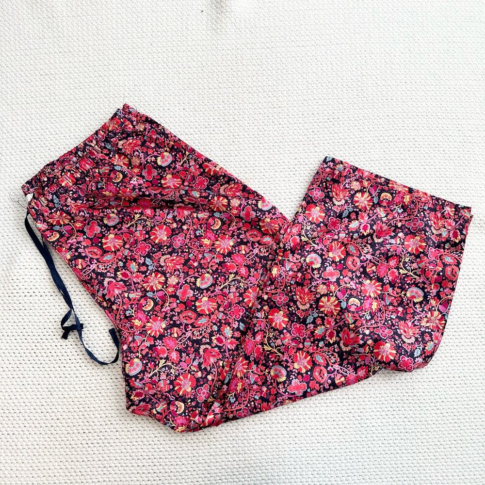 Cacique Plus High Rise Wide Leg Hot Pink Floral Satin Print Pajama Pants 26/28 - Picture 6 of 9